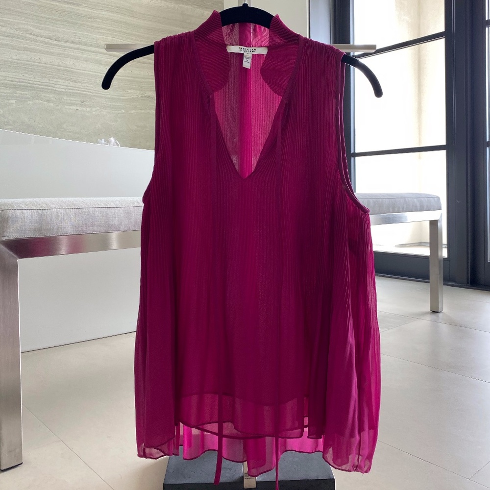 Pleated Fuchsia Tank Top